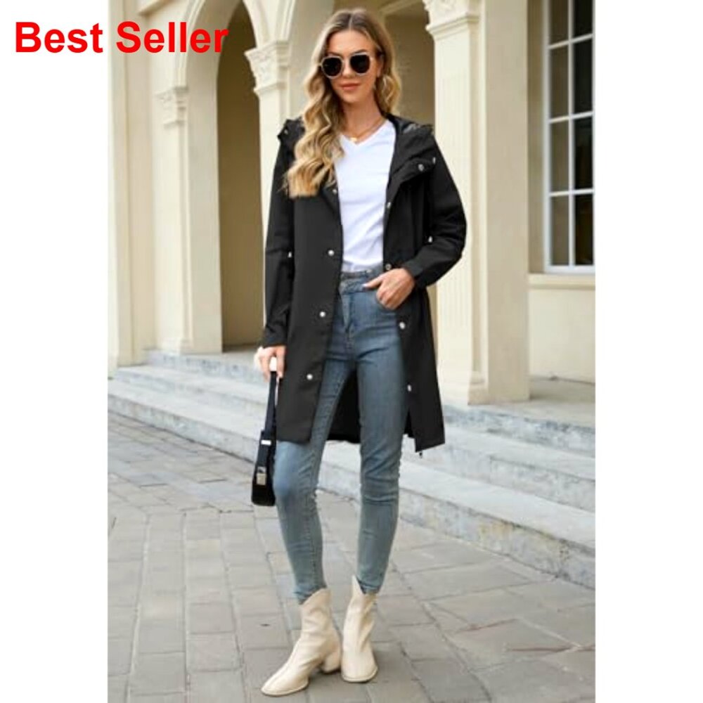 Long Packable Rain Jacket Waterproof Lightweight … - image 2